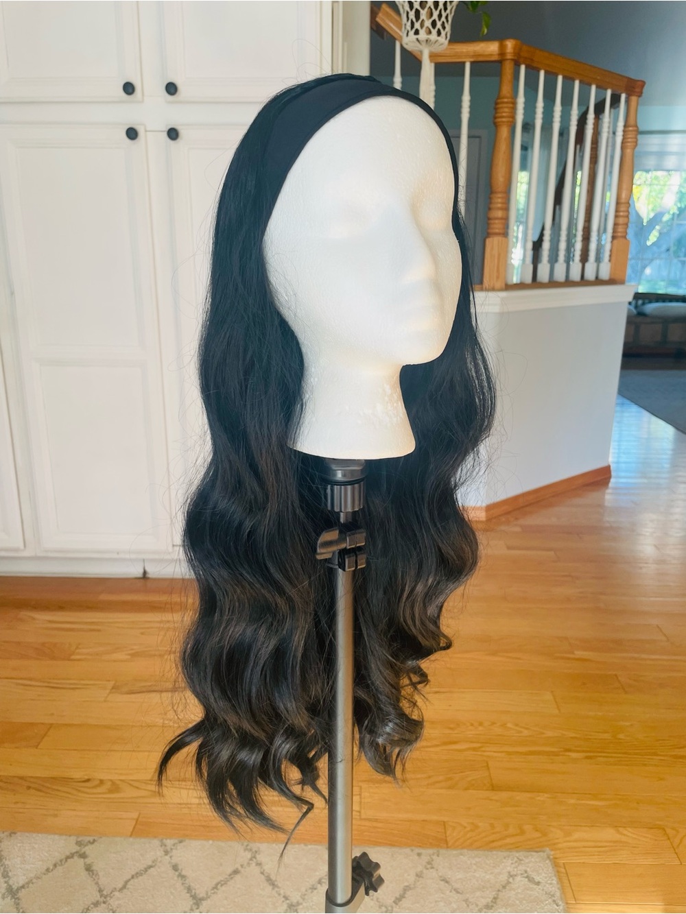 Long Black Synthetic Wavy Headband Wig- NEW